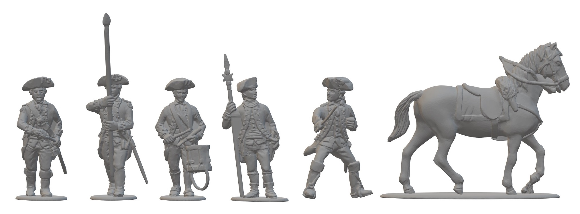 A picture of the front of command figures