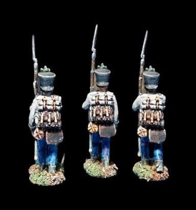 Some painted marching figures from the back